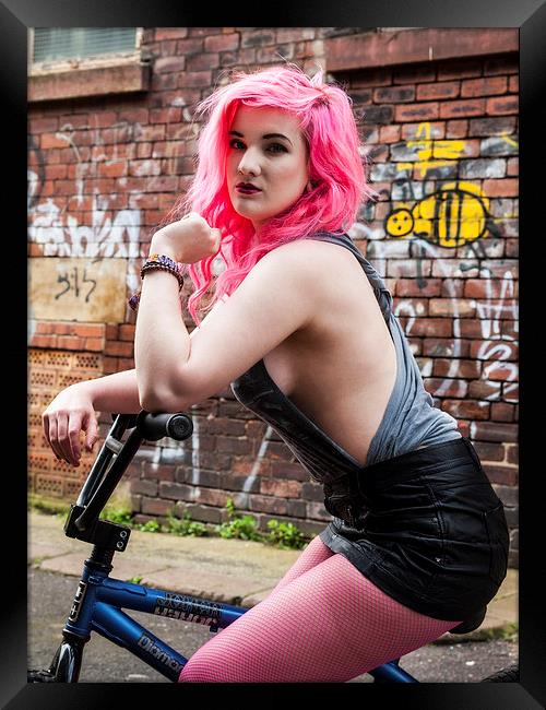 Pink hair girl (BMX) Framed Print by Chris Watson