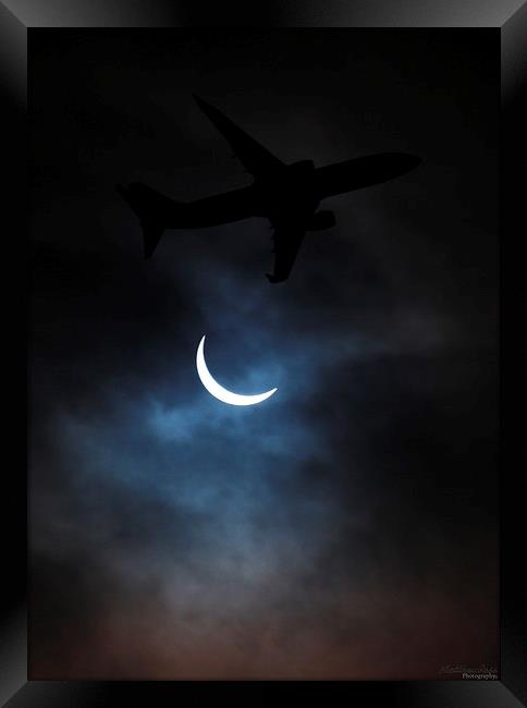 Solar Eclipse ft. Aircraft Framed Print by Matthew Ross