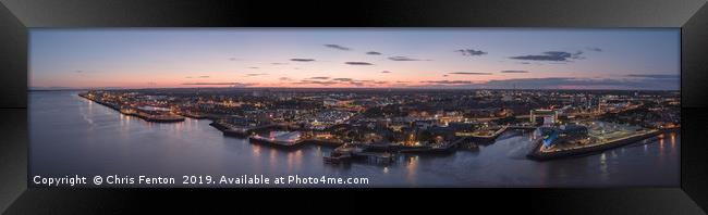 Panoramic Aerial View of Hull at Twilight. Framed Print by Christopher Fenton