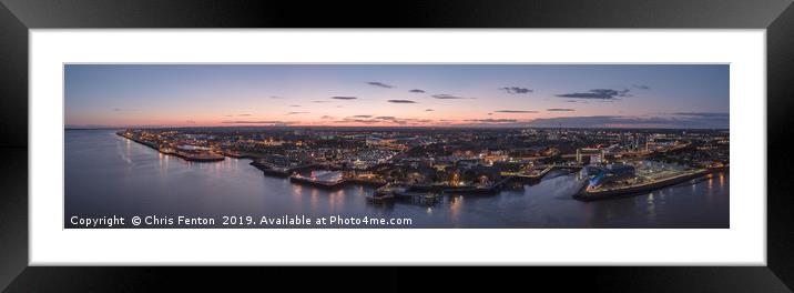 Panoramic Aerial View of Hull at Twilight. Framed Mounted Print by Christopher Fenton