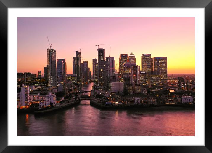 London City Skyline at Sunset from the River Thame Framed Mounted Print by Christopher Fenton