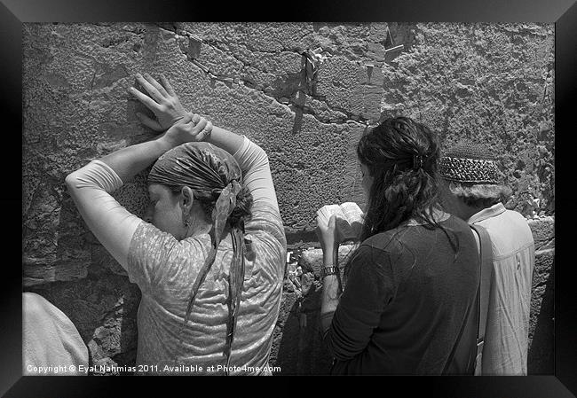 Woman pray at the western Wall (Kotel) Jerusalem,  Framed Print by Eyal Nahmias