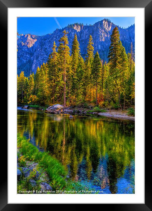 Reflections on the Merced river, Yosemite National Framed Mounted Print by Eyal Nahmias