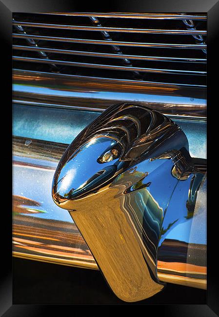 1954 Chevrolet chrome bumper and radiator grill. Framed Print by Eyal Nahmias