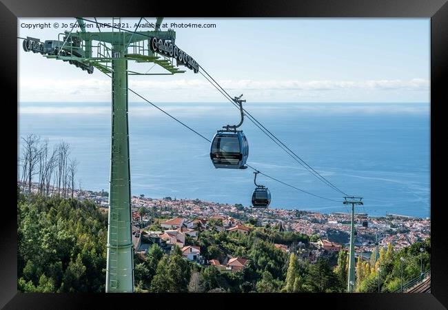 Funchal Cable Car Framed Print by Jo Sowden