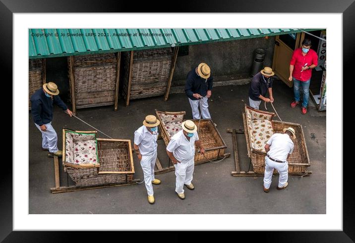 Madeira Toboggan Ride on Traditional Wicker Basket Sledges Framed Mounted Print by Jo Sowden