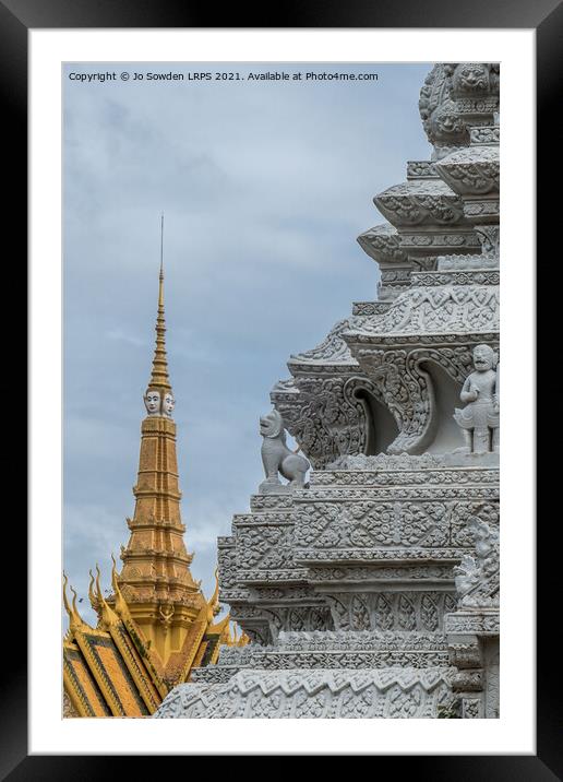 Stupas at the Royal Palace, Phnom Penh, Cambodia Framed Mounted Print by Jo Sowden