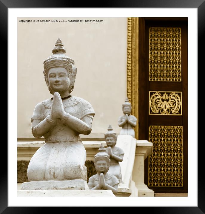 Praying Buddhas Royal Palace, Cambodia Framed Mounted Print by Jo Sowden