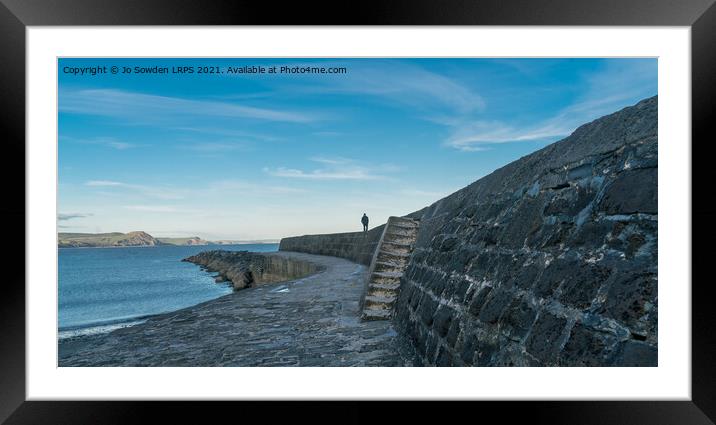 Lone Walker, Lyme Regis Framed Mounted Print by Jo Sowden