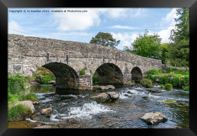 The Bridge at Postbridge, Dartmoor Framed Print by Jo Sowden