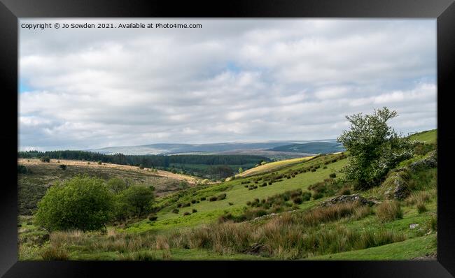 View from the B3212 near Postbridge, Dartmoor Framed Print by Jo Sowden
