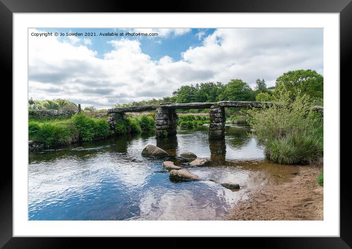 The Clapper Bridge, Postbridge, Dartmoor Framed Mounted Print by Jo Sowden
