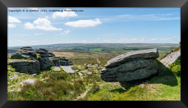 View from Bellever Tor, Dartmoor Framed Print by Jo Sowden