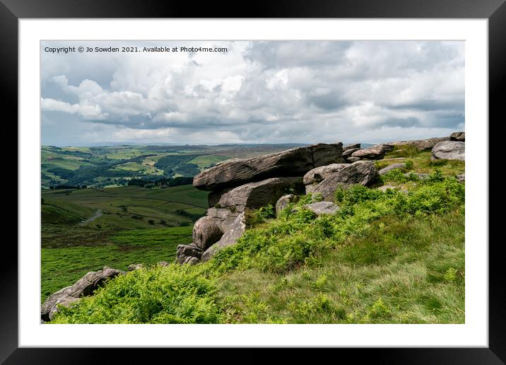 View from Higger Tor, Peak District Framed Mounted Print by Jo Sowden