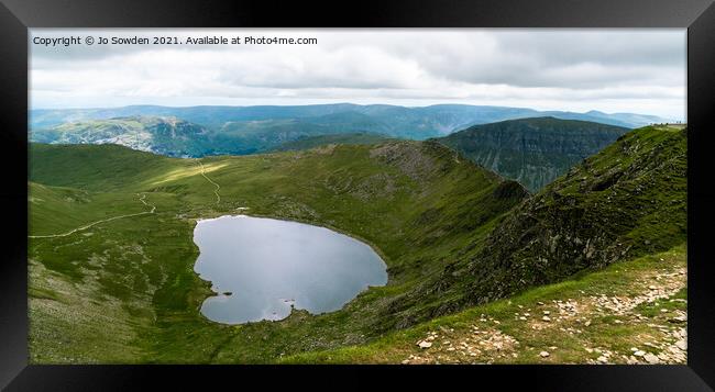 Panoramic Red Tarn and Striding Edge from Helvelly Framed Print by Jo Sowden