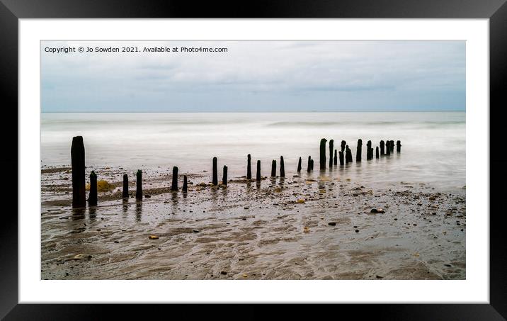 Derelict Sea Groynes Framed Mounted Print by Jo Sowden