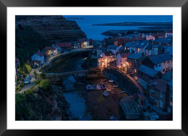 Staithes at Night, North Yorkshire Framed Mounted Print by Jo Sowden