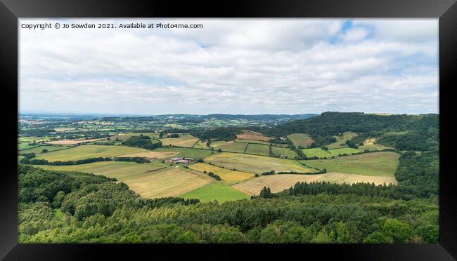 Patchwork of fields, taken from Sutton Bank Framed Print by Jo Sowden