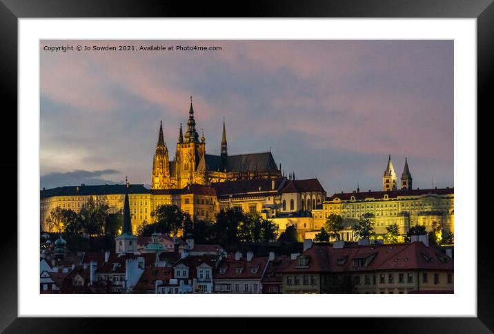 Sunset over St Vitus Cathedral, Prague Framed Mounted Print by Jo Sowden
