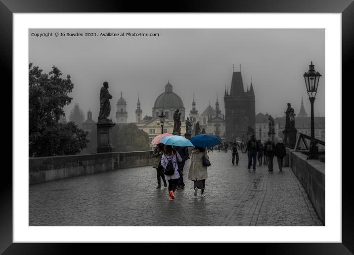 A rainy day in Prague Framed Mounted Print by Jo Sowden