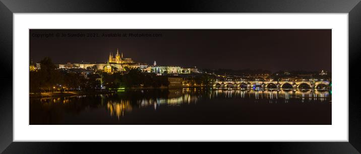 Prague at Night Framed Mounted Print by Jo Sowden