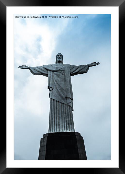 Christ the Redeemer, Rio, Brazil Framed Mounted Print by Jo Sowden