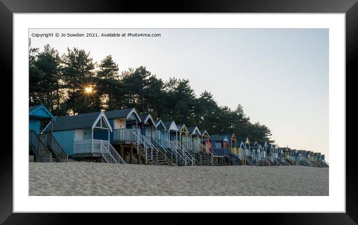 Wells Beach Huts (1) Framed Mounted Print by Jo Sowden