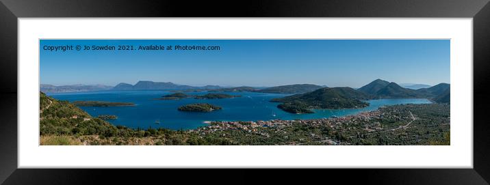 Nidri Bay Panoramic Framed Mounted Print by Jo Sowden