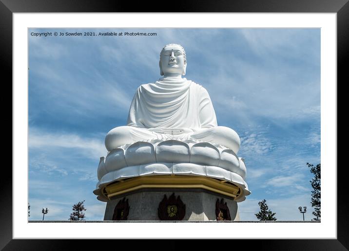 White Buddha at Long Son Pagoda, Vietnam Framed Mounted Print by Jo Sowden