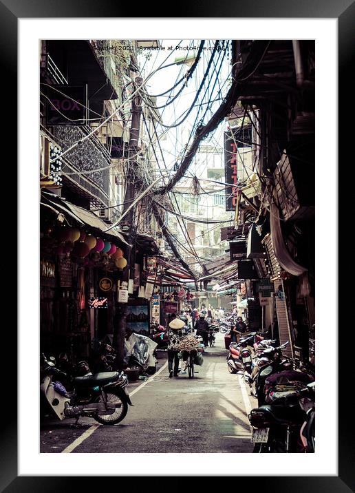Hanoi Side street, Vietnam Framed Mounted Print by Jo Sowden