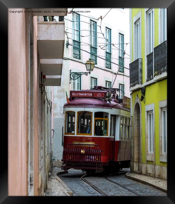 Lisbon Tram Framed Print by Jo Sowden