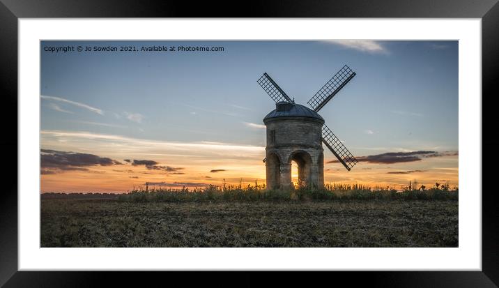 Chesterton Windmill at sunset Framed Mounted Print by Jo Sowden