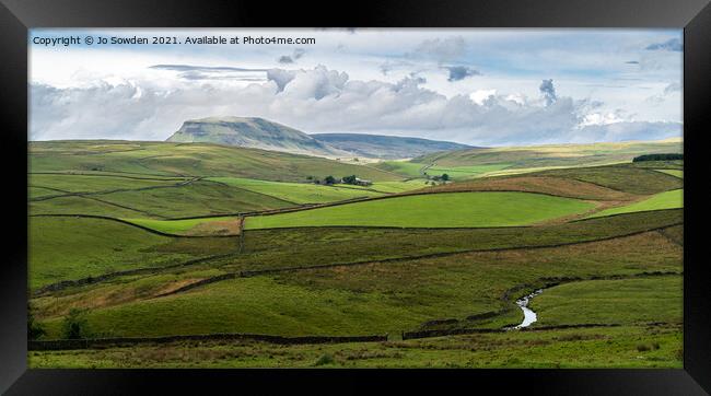 Pen-y-Ghent taken from above Stainforth Framed Print by Jo Sowden