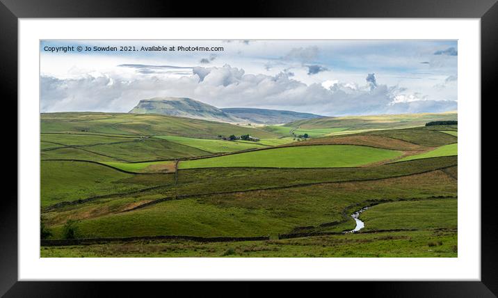 Pen-y-Ghent taken from above Stainforth Framed Mounted Print by Jo Sowden