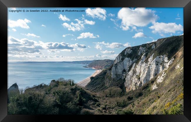 View from Beer Head towards Sidmouth, Devon Framed Print by Jo Sowden