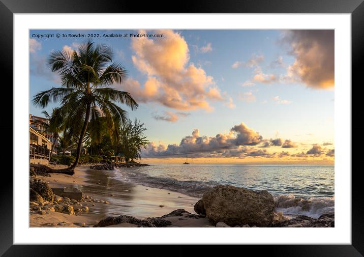 Caribbean Barbados Sunset Framed Mounted Print by Jo Sowden