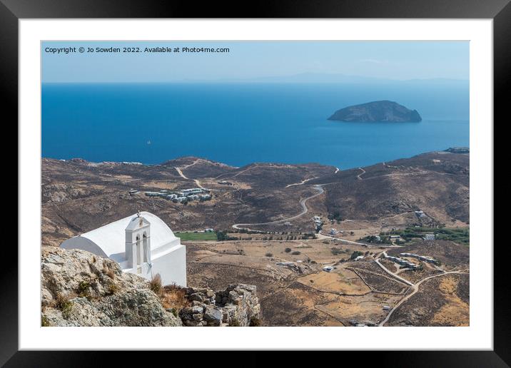 View from the Chora, Serifos Framed Mounted Print by Jo Sowden