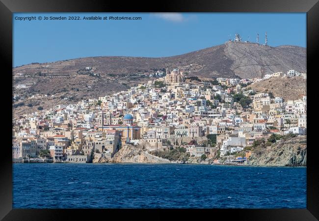 Leaving Syros Framed Print by Jo Sowden
