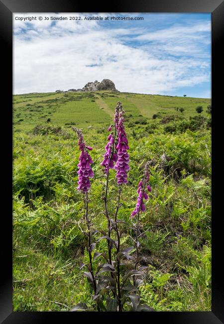 Foxglove and Haytor Framed Print by Jo Sowden