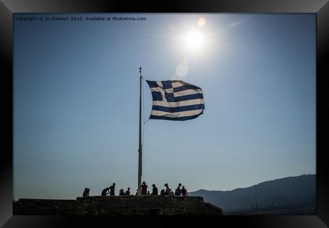 The Greek Flag Framed Print by Jo Sowden