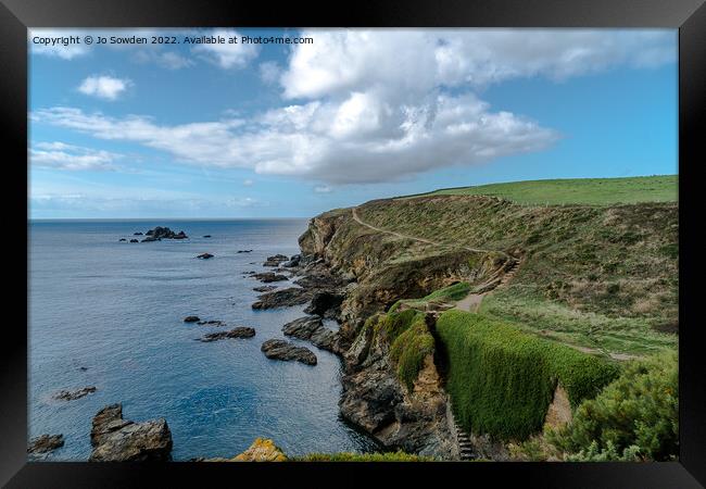 South West Coast Path, the Lizard, Cornwall Framed Print by Jo Sowden