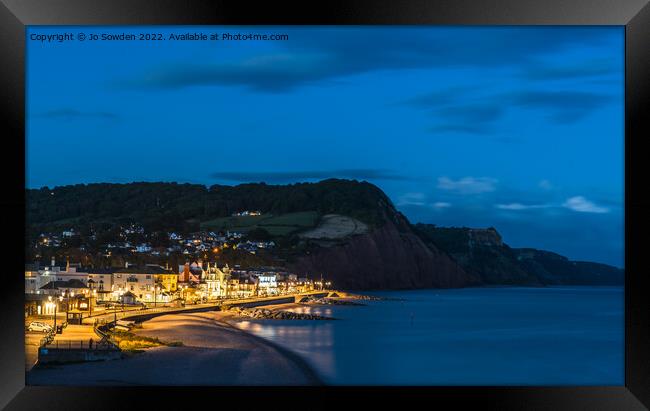 Sidmouth at Night Framed Print by Jo Sowden