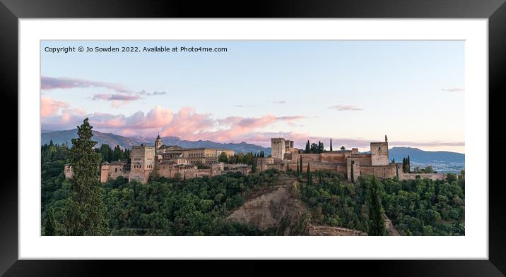 The Alhambra at dusk Framed Mounted Print by Jo Sowden