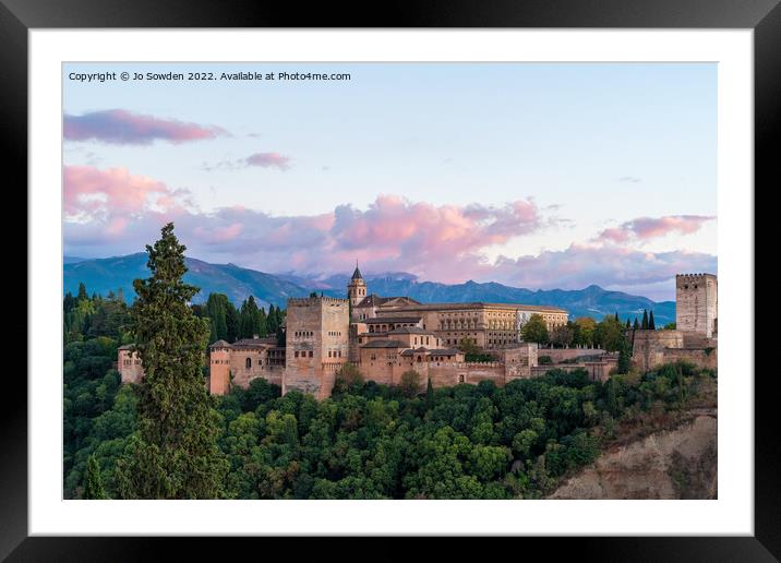 The Alhambra at dusk Framed Mounted Print by Jo Sowden