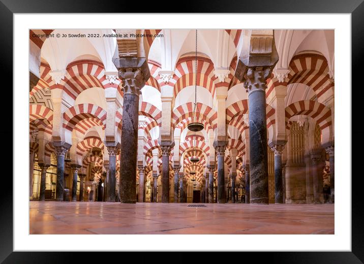 The arches of the Cordoba Mezquita Framed Mounted Print by Jo Sowden
