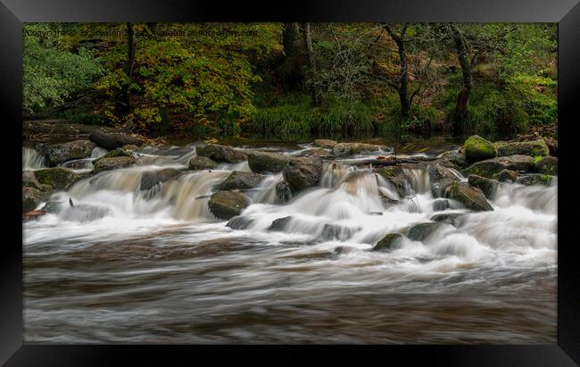 Cascades  on the River Teign Framed Print by Jo Sowden