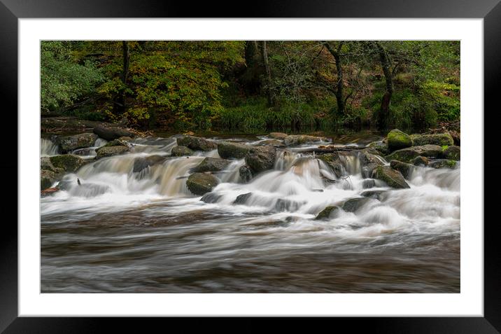 Cascades  on the River Teign Framed Mounted Print by Jo Sowden
