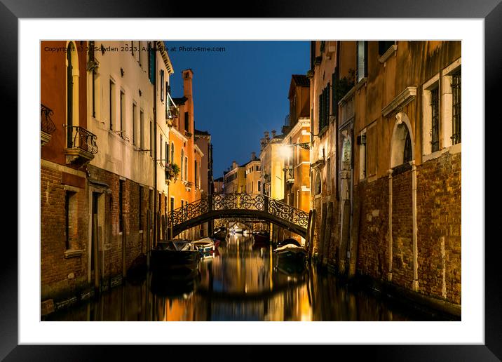 Venice at night Framed Mounted Print by Jo Sowden