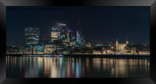 London Skyline at Night Framed Print by Jo Sowden