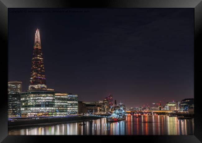 London at Night Framed Print by Jo Sowden